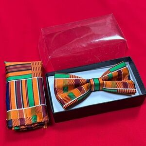 Bow tie & pocket square. New in box.